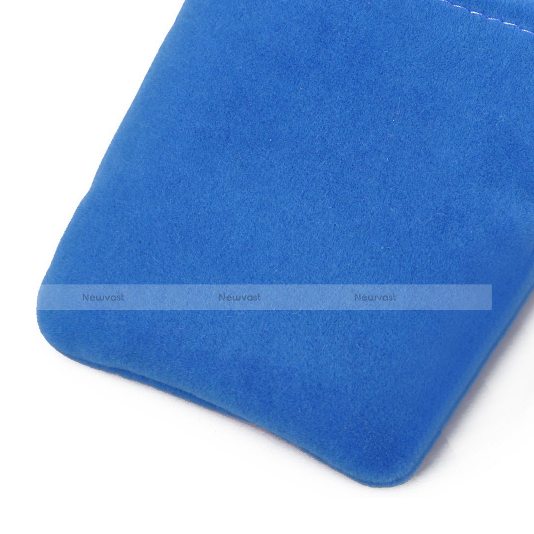 Universal Sleeve Velvet Bag Case Tow Pocket Blue