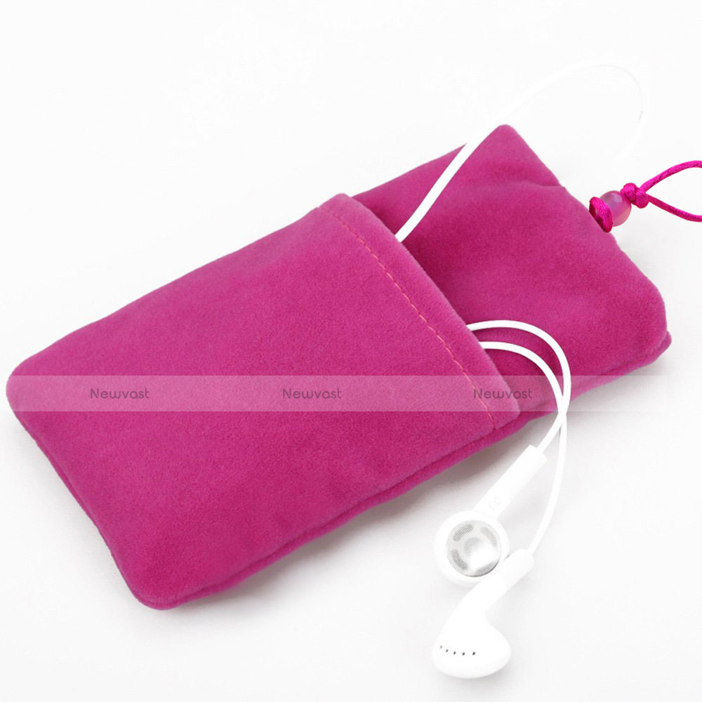 Universal Sleeve Velvet Bag Case Tow Pocket Hot Pink