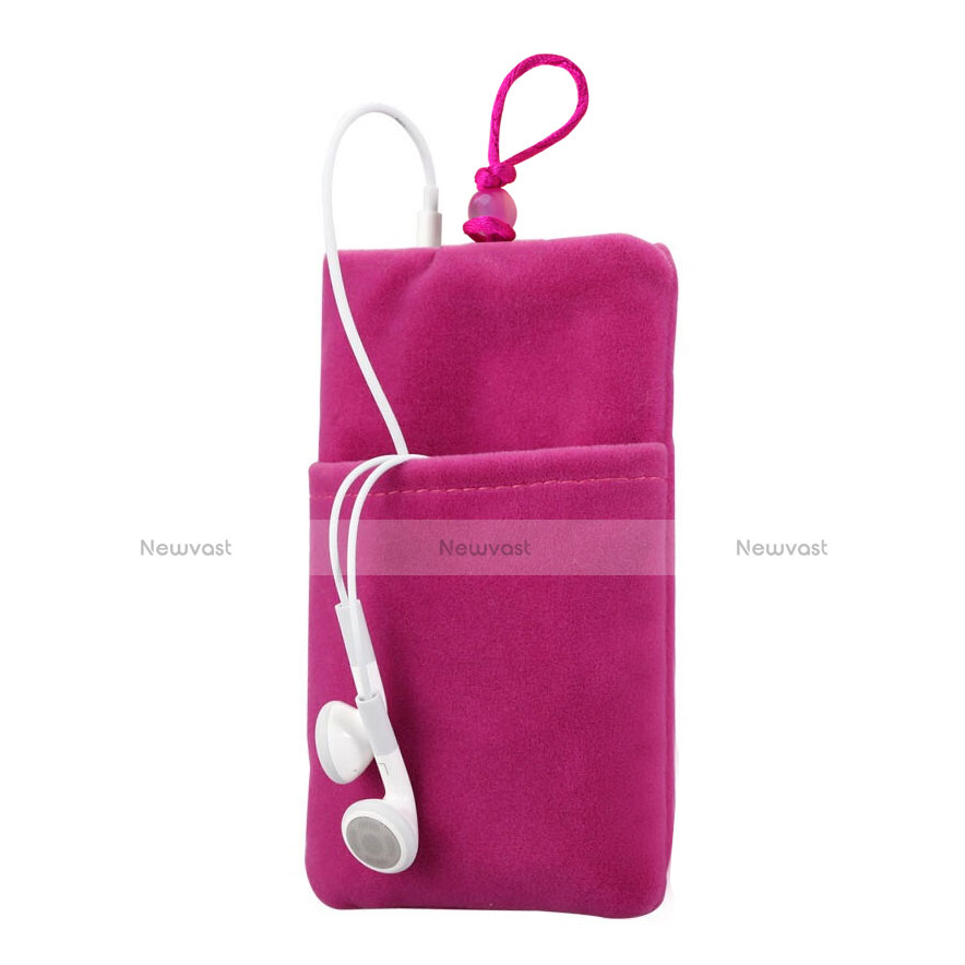 Universal Sleeve Velvet Bag Case Tow Pocket Hot Pink