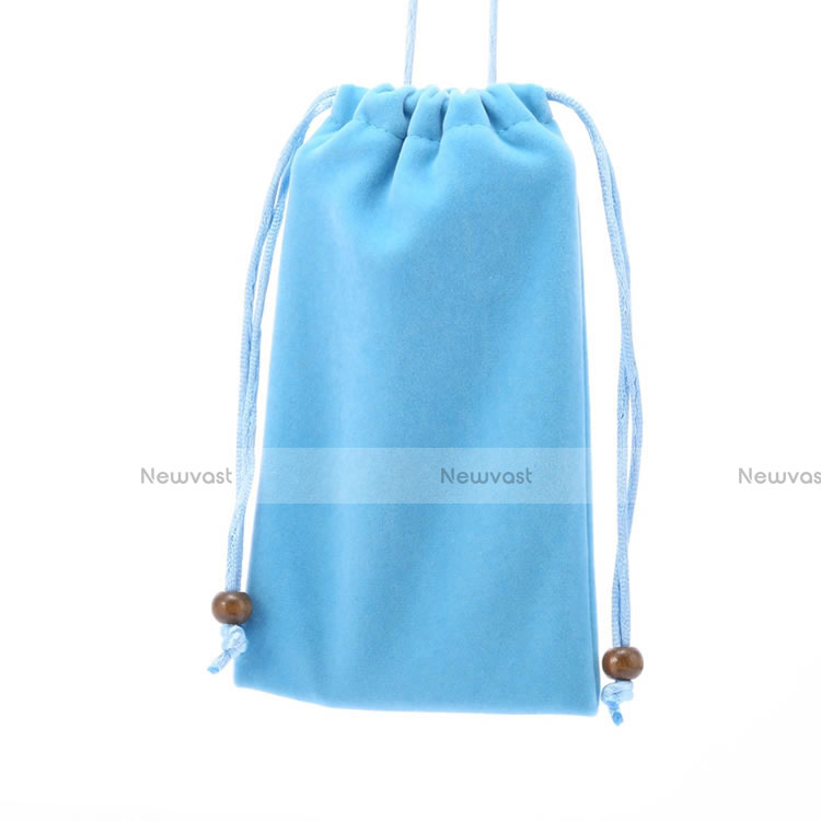Universal Sleeve Velvet Bag Slip Pouch Sky Blue