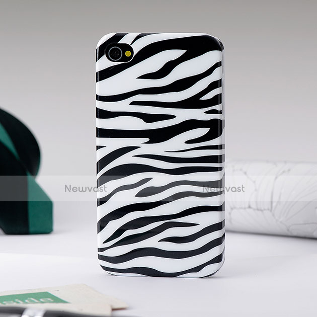Zebra Plastic Hard Rigid Case Cover for Apple iPhone 4 Black